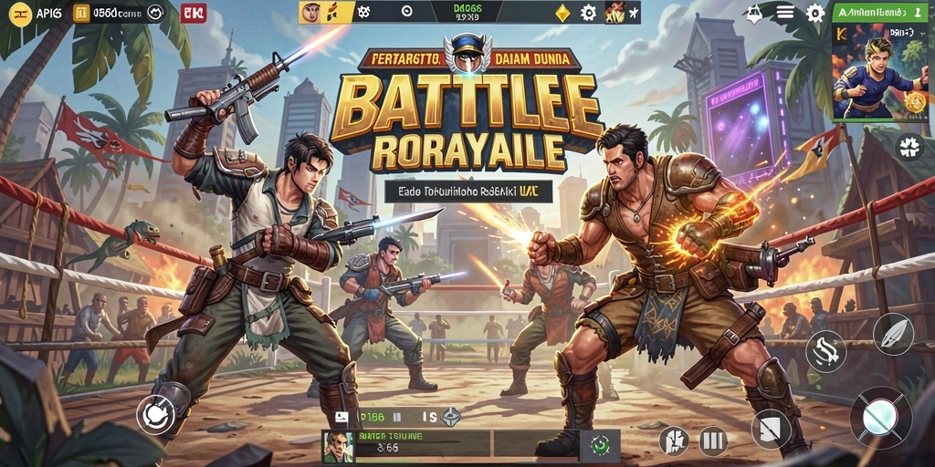 Tampilan screenshot API66 menampilkan aksi seru dalam pertempuran Battle Royale.