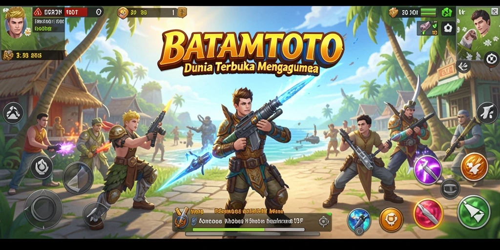 Screenshot gameplay BATAMTOTO yang menunjukkan petualangan di dunia terbuka.