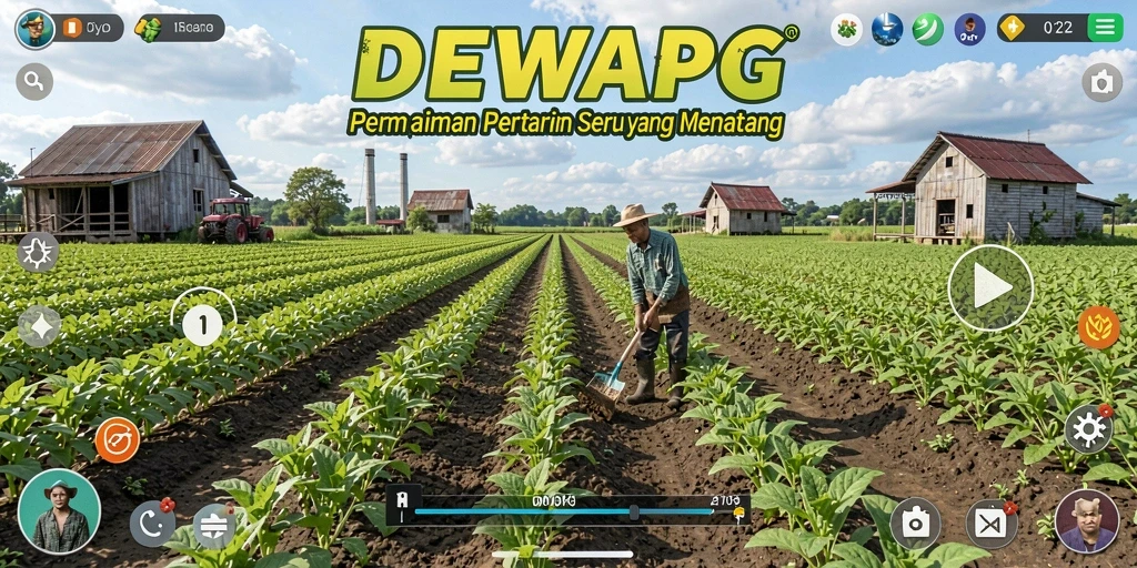 Tampilan gameplay DEWAPG dengan aktivitas pertanian yang seru.