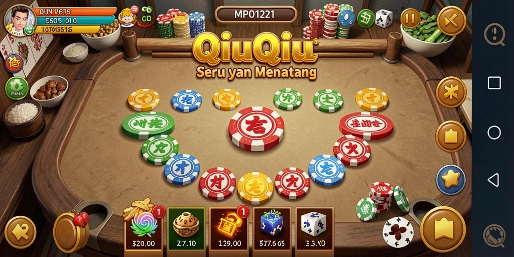 Screenshot gameplay MPO1221 menampilkan aksi seru permainan QiuQiu.
