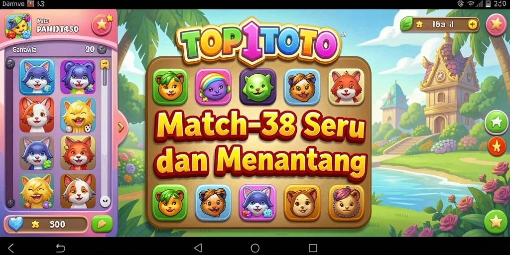 Tampilan gameplay TOP1TOTO dengan elemen Match-3 yang menarik.